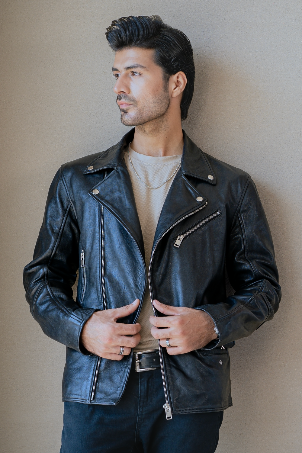 men edgy biker jacket